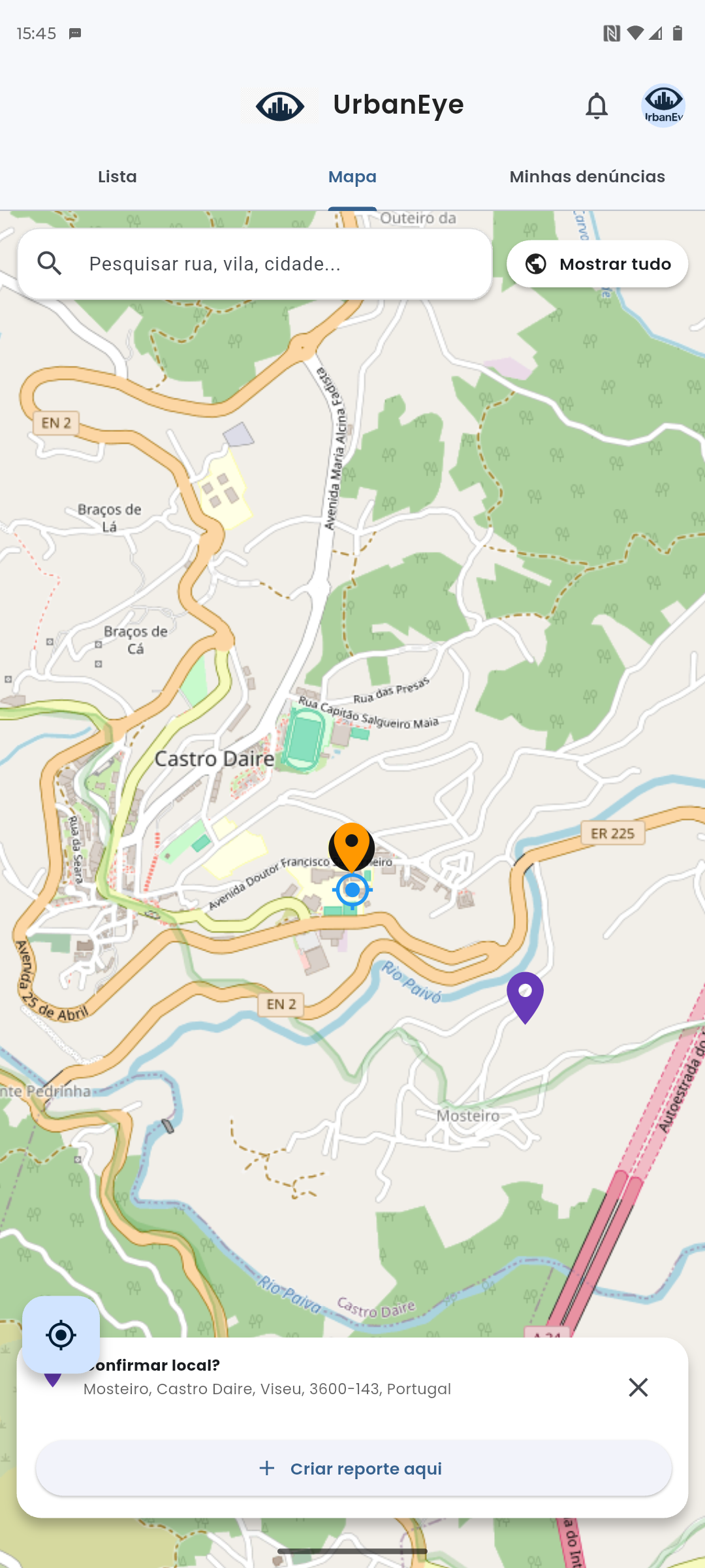 Botão de criar no menu principal