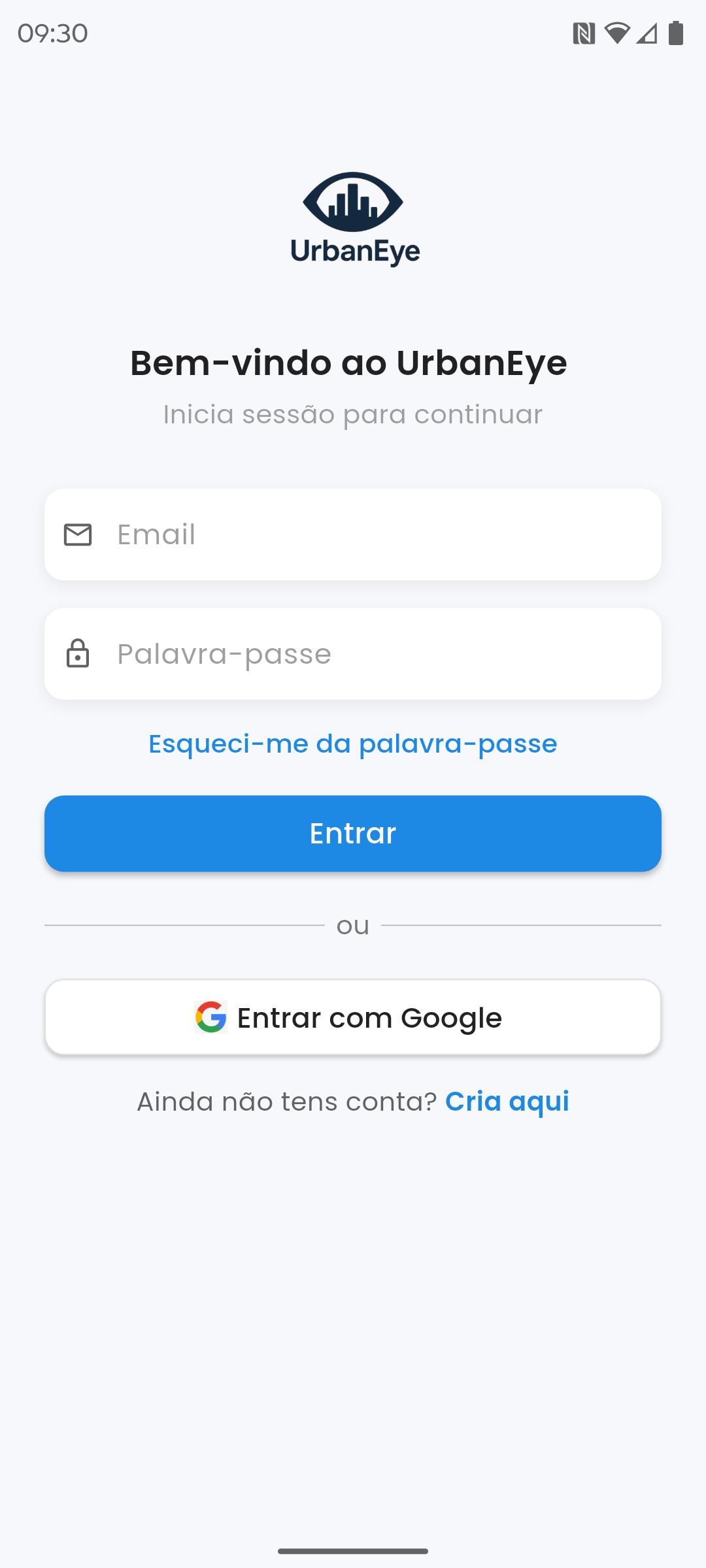 Ecrã de login principal
