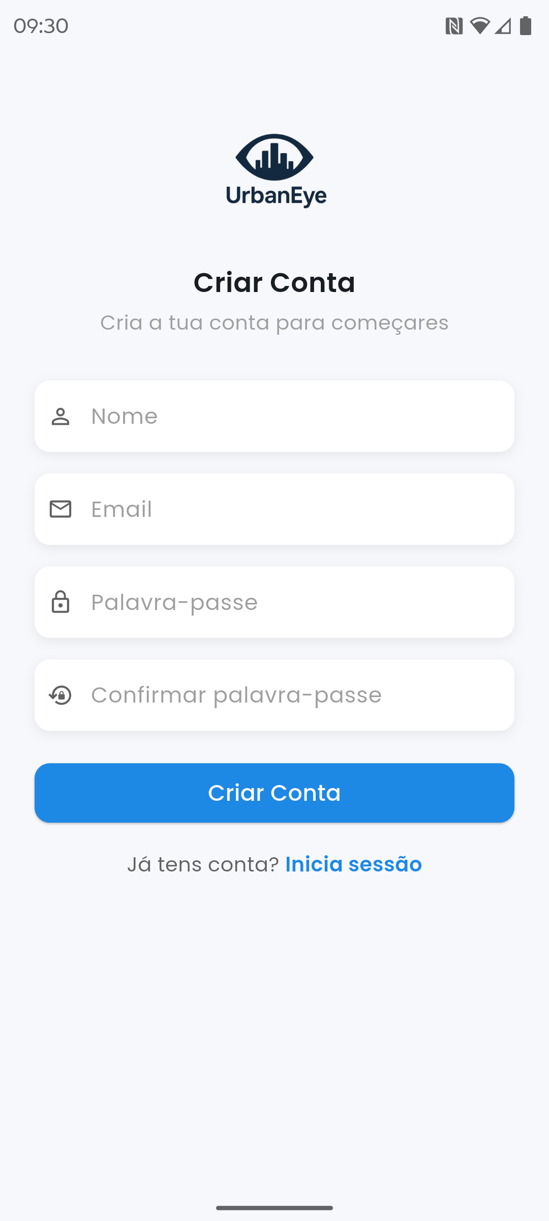Ecrã de login principal